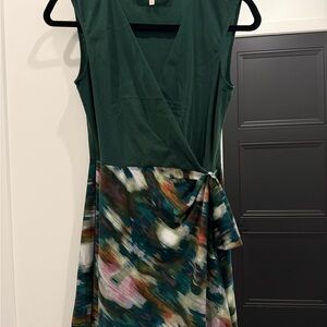 RACHEL Rachel Roy Asymmetrical Romper in Forest Green and Multicolor